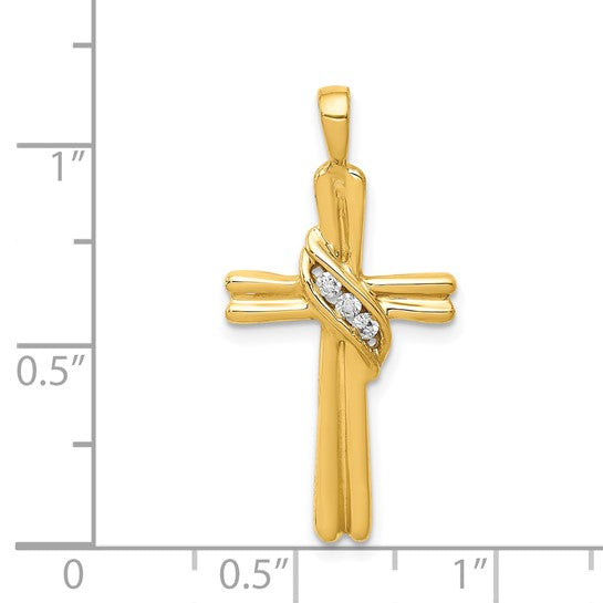 14kt Yellow Gold AA Diamond Cross Pendant