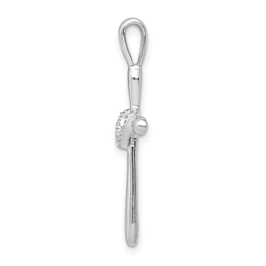 14kt White Gold 1/10ct. Diamond Cross w/Heart Pendant