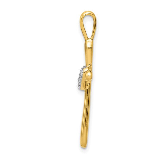 14kt Yellow Gold Diamond Cross w/Heart Pendant