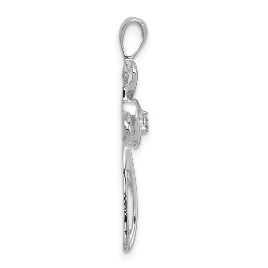 14kt White Gold AA Diamond Cross Pendant