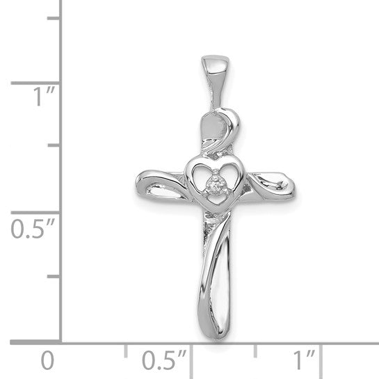14kt White Gold AA Diamond Cross Pendant
