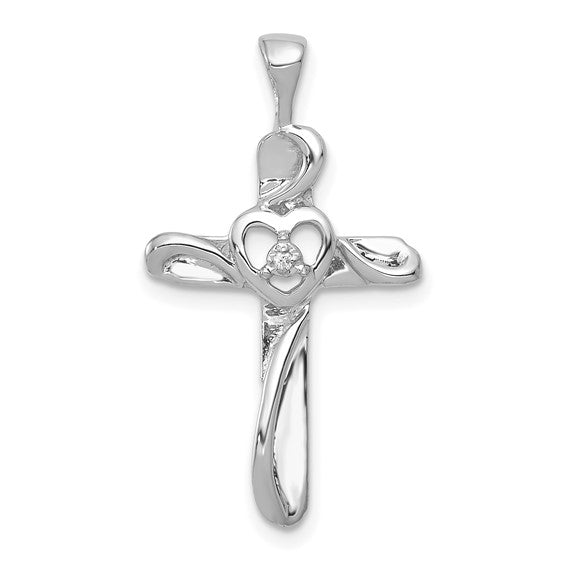 14kt White Gold AA Diamond Cross Pendant