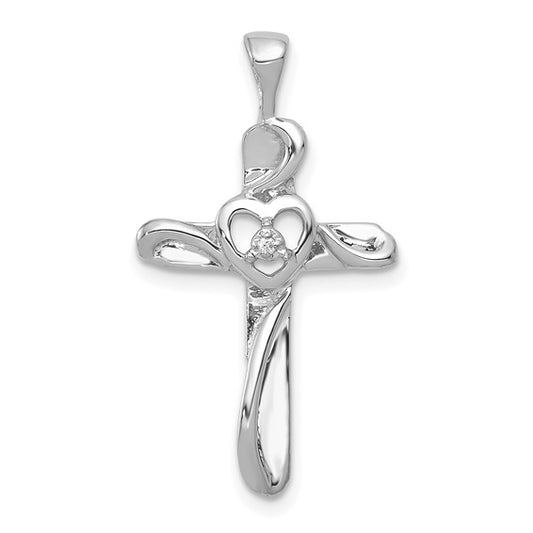 14kt White Gold AA Diamond Cross Pendant