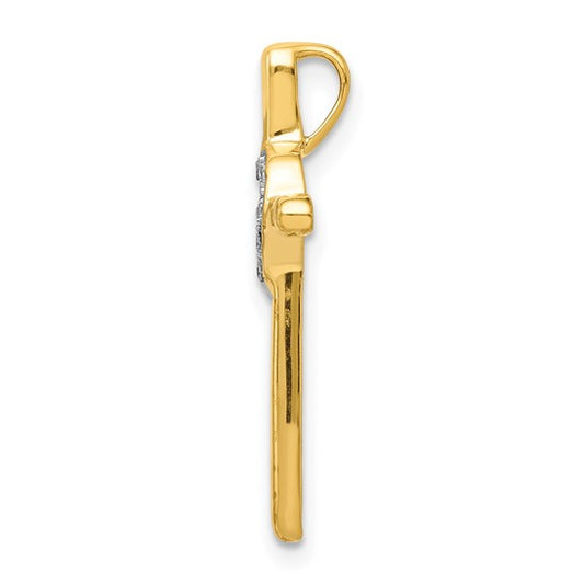 14kt Yellow Gold .02ct. Diamond Heart Cross Chain Slide