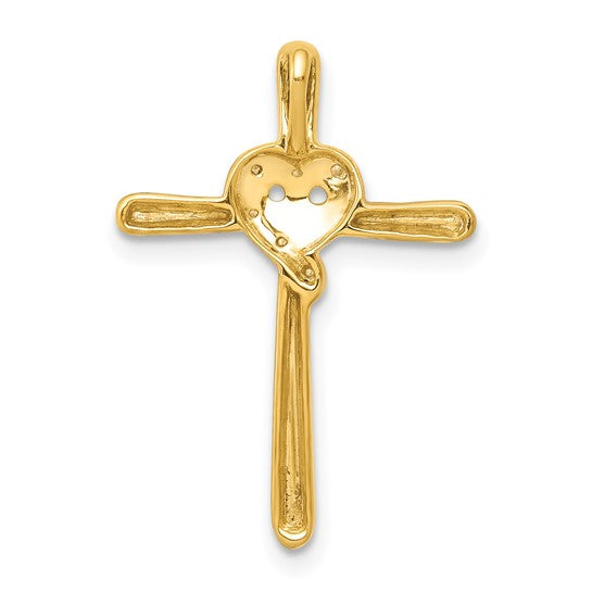 14kt Yellow Gold .02ct. Diamond Heart Cross Chain Slide