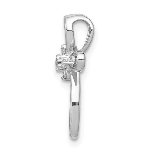 14kt White Gold 1/20ct. Diamond Cross Chain Slide