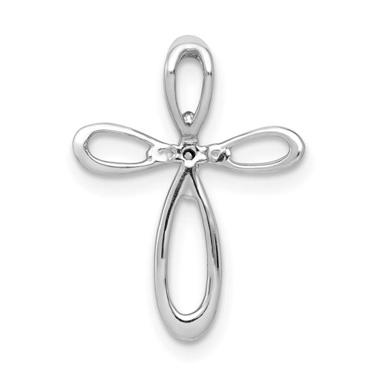14kt White Gold 1/20ct. Diamond Cross Chain Slide