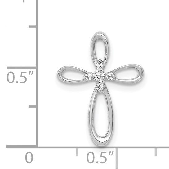 14kt White Gold 1/20ct. Diamond Cross Chain Slide
