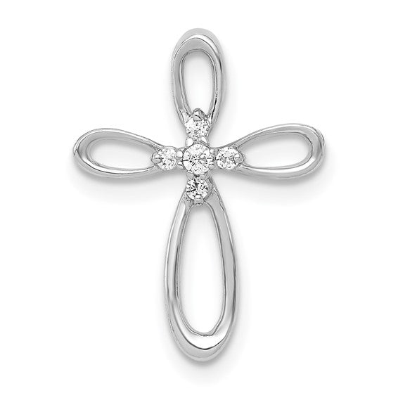 14kt White Gold 1/20ct. Diamond Cross Chain Slide