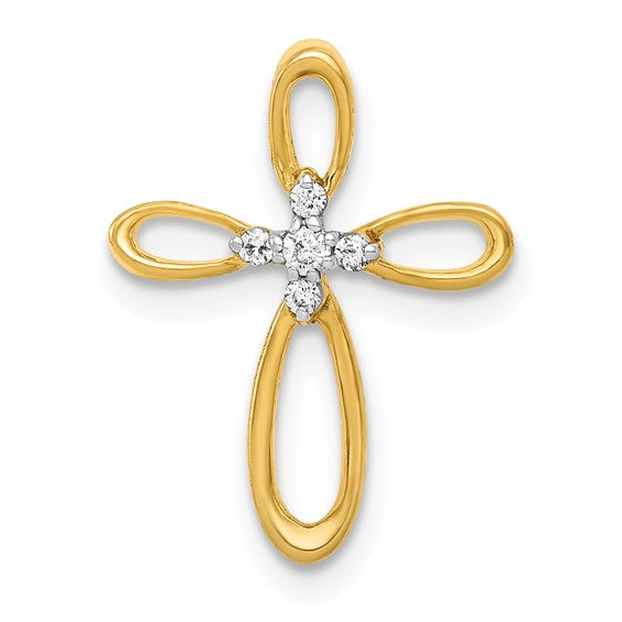 14kt Yellow Gold Diamond Cross Slide Pendant