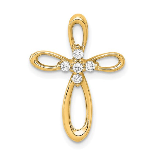 14kt Yellow Gold 1/10ct. Diamond Cross Chain Slide