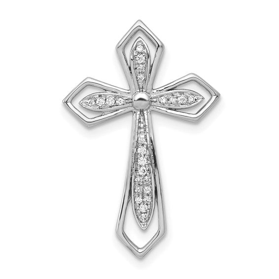 14kt White Gold 1/15ct. Diamond Cross Chain Slide