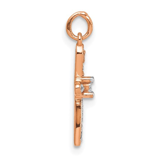 14kt Rose Gold .03ct. Diamond Cross Charm