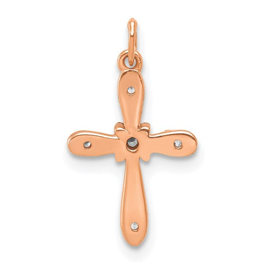 14kt Rose Gold .03ct. Diamond Cross Charm