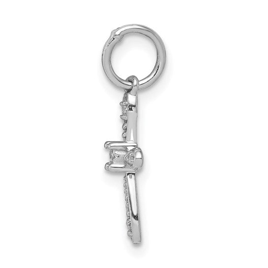 14kt White Gold .03ct. Diamond Cross Charm