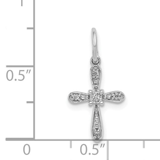 14kt White Gold .03ct. Diamond Cross Charm