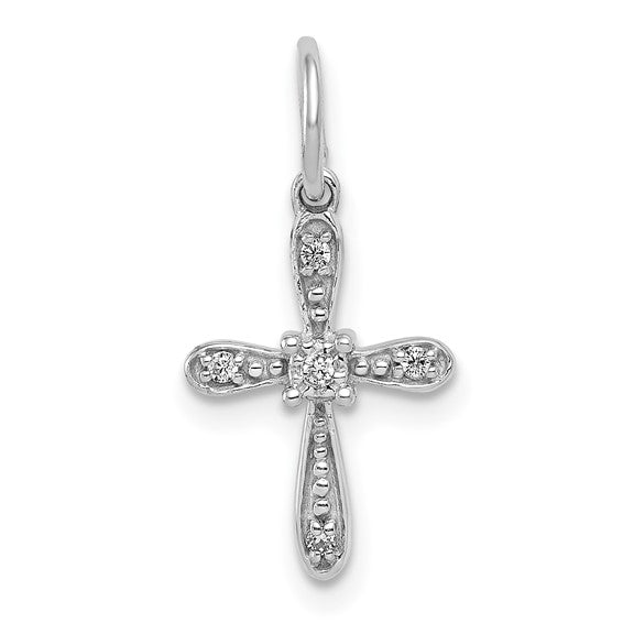 14kt White Gold .03ct. Diamond Cross Charm