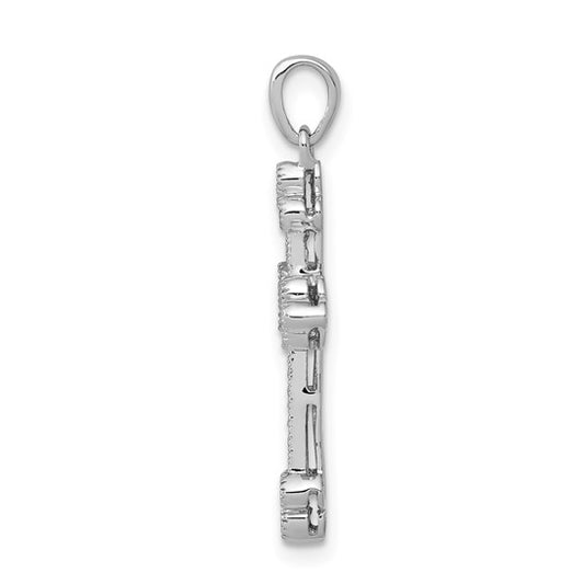 14kt White Gold 1/10ct. Diamond Filigree Budded Cross Pendant