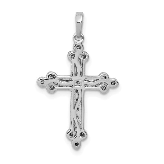 14kt White Gold 1/10ct. Diamond Filigree Budded Cross Pendant