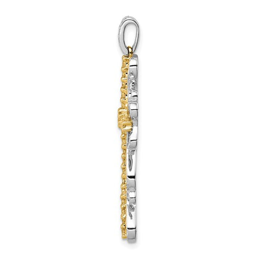 14kt Two-tone 5/8ct. Diamond Filigree Cross Pendant