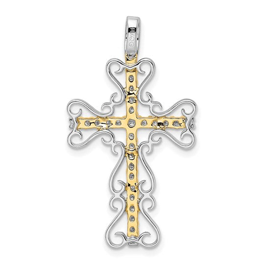 14kt Two-tone 5/8ct. Diamond Filigree Cross Pendant