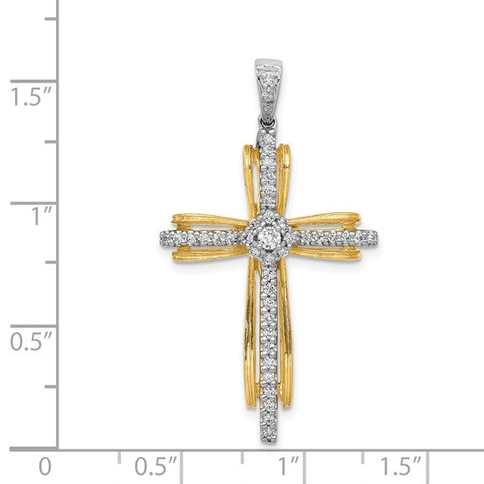 14kt Two-tone 1/3ct. Diamond Passion Cross Pendant