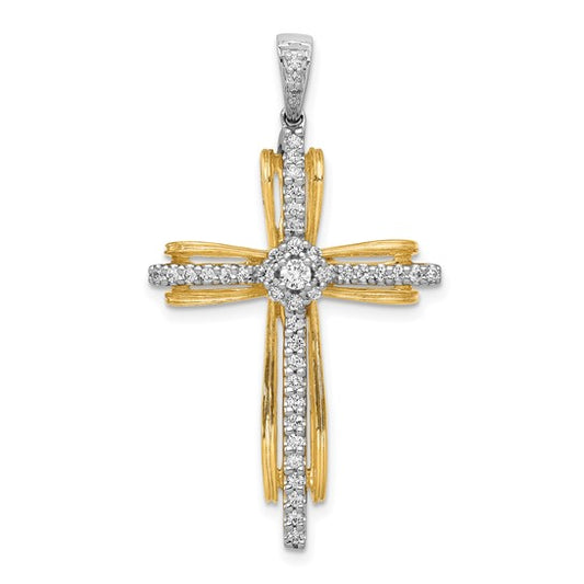 14kt Two-tone 1/3ct. Diamond Passion Cross Pendant