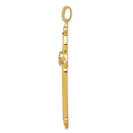 14kt Yellow Gold 1/4ct. Diamond Fancy Budded Cross Pendant