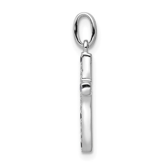 14kt White Gold 1/15ct. Diamond and Sapphire Cross Pendant