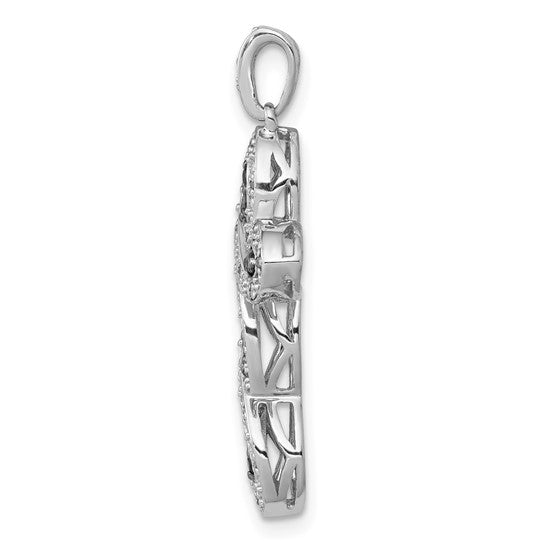 14kt White Gold White and Black Diamond Cross Pendant