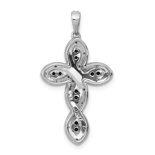 14kt White Gold White and Black Diamond Cross Pendant