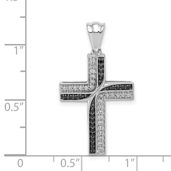 14kt White Gold 1/5ct. Black and White Diamond Cross Pendant