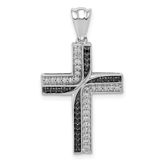 14kt White Gold 1/5ct. Black and White Diamond Cross Pendant