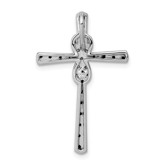 14kt White Gold Black and White Diamond Infinity Cross Chain Slide