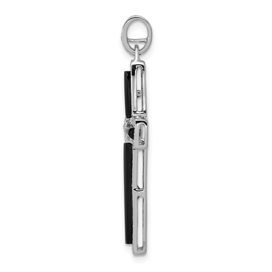 14kt White Gold 1/3ct. Diamond and Onyx Cross Pendant