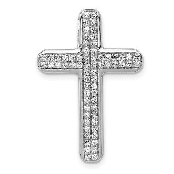 14kt White Gold 1/2ct. Diamond Latin Cross Chain Slide