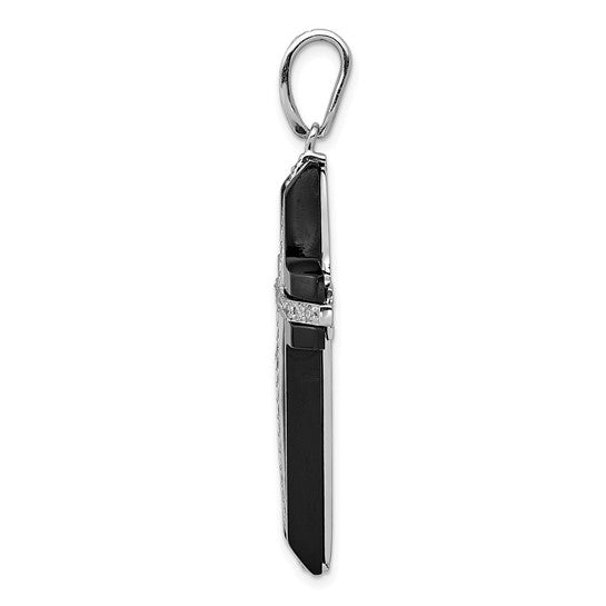 14kt White Gold 1/4ct. Diamond and Onyx Cross Pendant