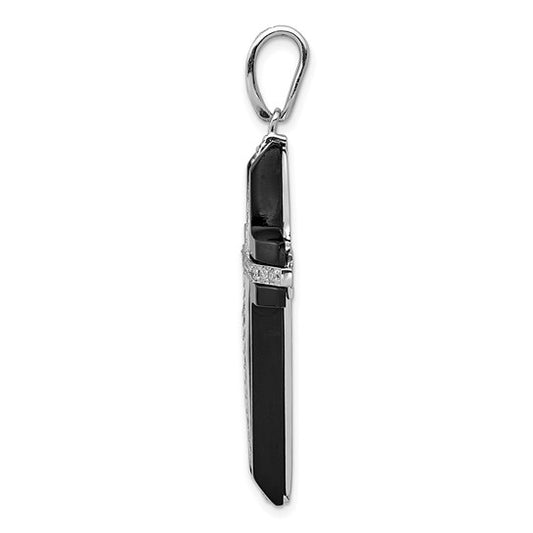 14kt White Gold 1/4ct. Diamond and Onyx Cross Pendant