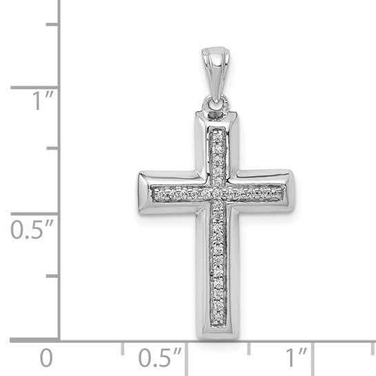 14kt White Gold Large 1/10ct. Diamond Cross Pendant