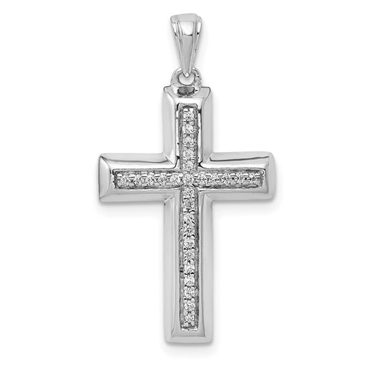 14kt White Gold Large 1/10ct. Diamond Cross Pendant
