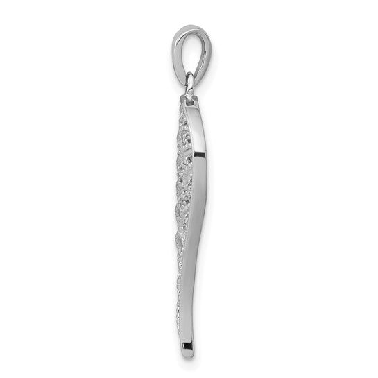 14kt White Gold Diamond Open-work Wing Pendant