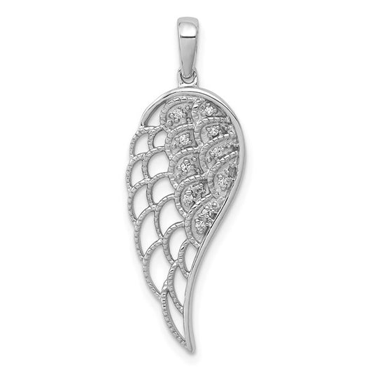 14kt White Gold Diamond Open-work Wing Pendant