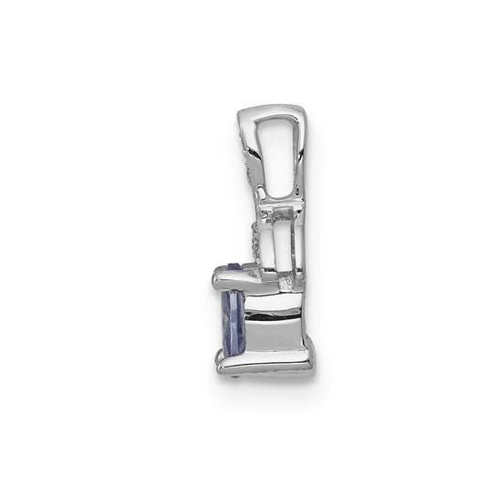 14kt White Gold Diamond and .45 Tanzanite Chain Slide