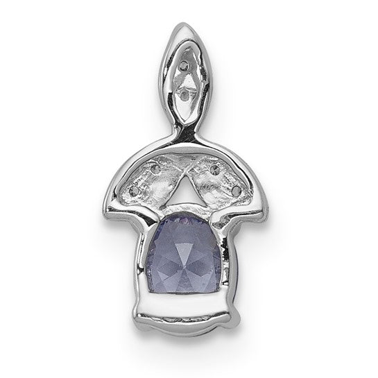 14kt White Gold Diamond and .45 Tanzanite Chain Slide