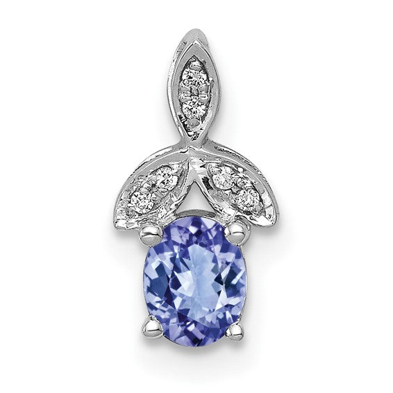 14kt White Gold Diamond and .45 Tanzanite Chain Slide