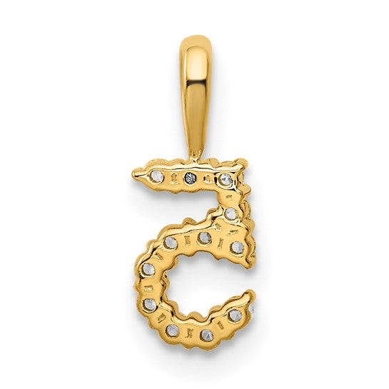 14KT Yellow Gold Diamond Number 5 Pendant