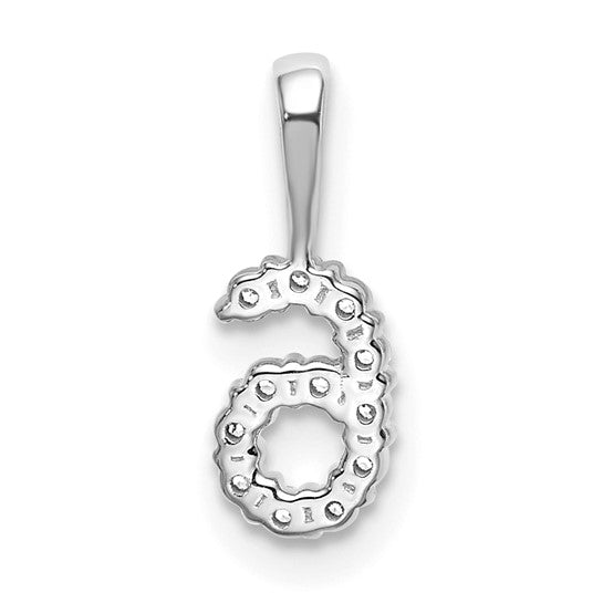 14kt White Gold Diamond Number 6 Pendant