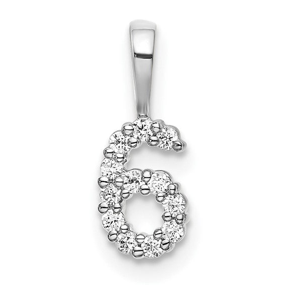 14kt White Gold Diamond Number 6 Pendant