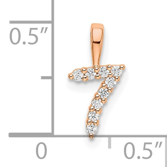 14kt Rose Gold Diamond Number 7 Pendant