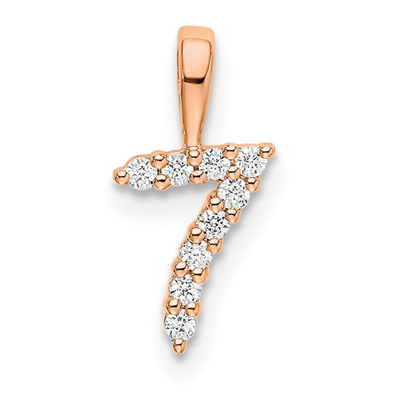 14kt Rose Gold Diamond Number 7 Pendant